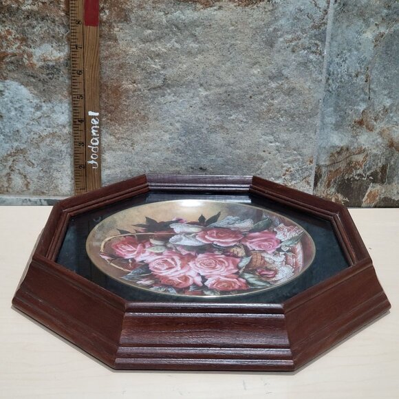 Framed Grace De Monaco Rose Decorative Plate Katherine Austen Wall Hanging Decor - Picture 9 of 13